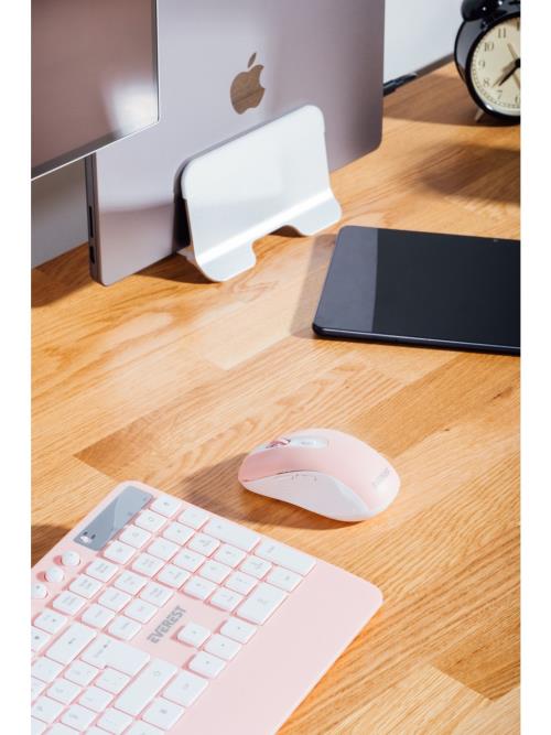 EVERET KM-9676 Beyaz/Pempe Multimedya Tablet-Telefon Standlı Klavye + Mouse Set - Klavye Mouse Setler ürünleri tekmarshop.com'da